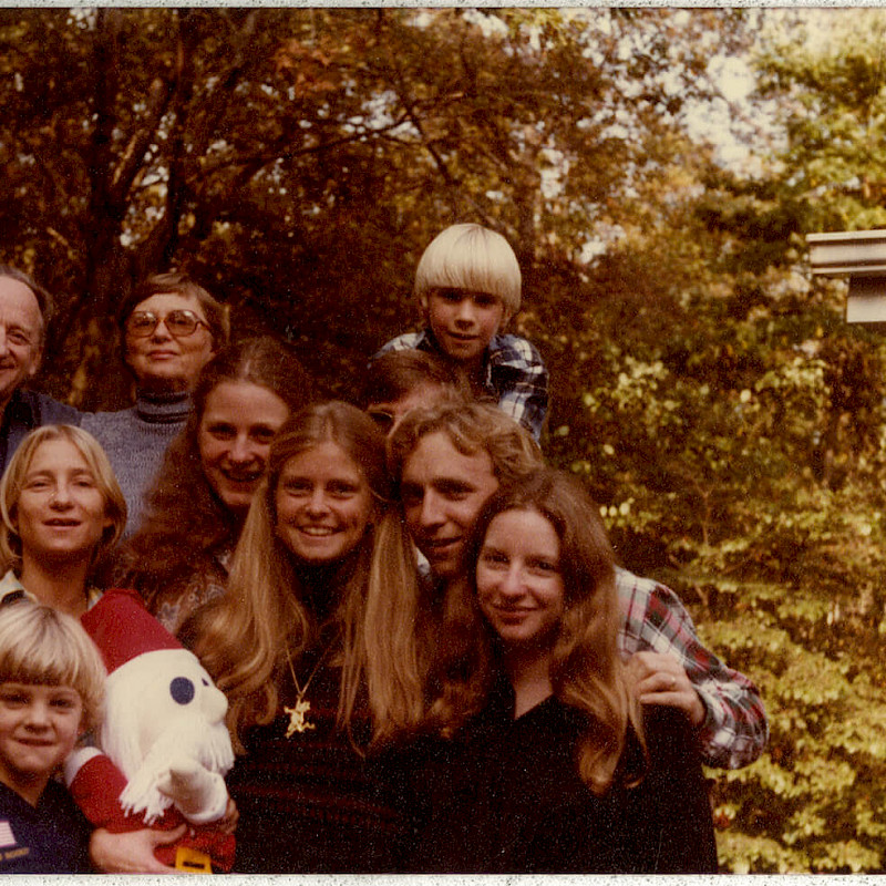 Ben and Gertrude with their grown children and family, 1979