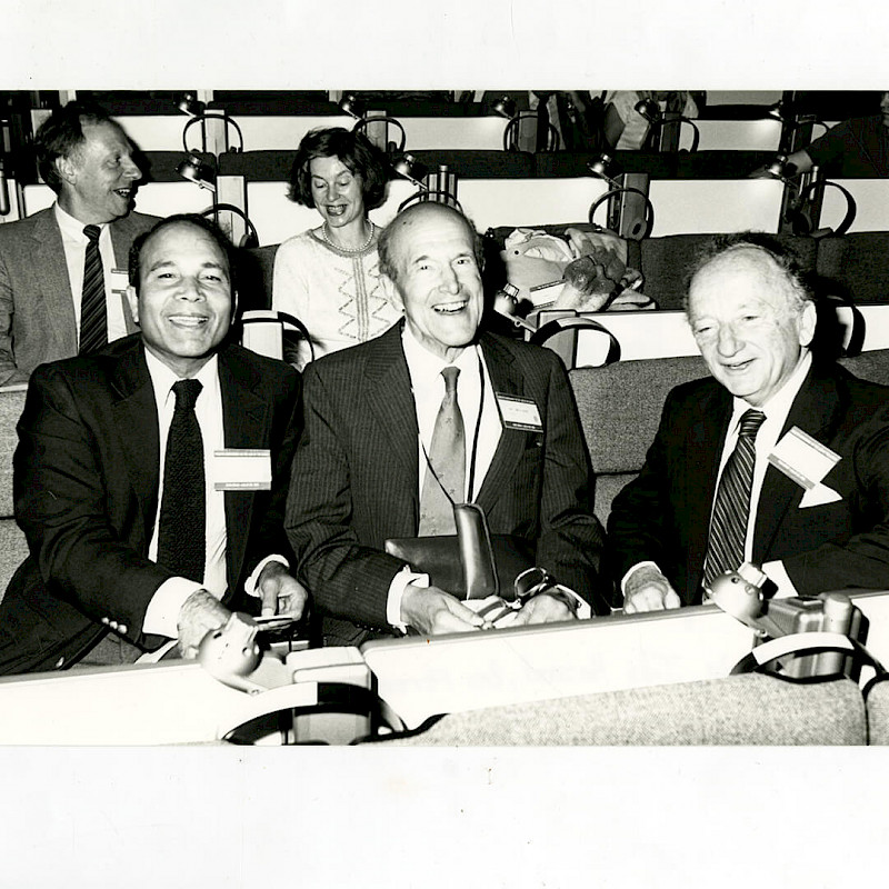 Ben (right) with Ved Nanda and John Hazard at WPLC Conference in Berlin, 1985