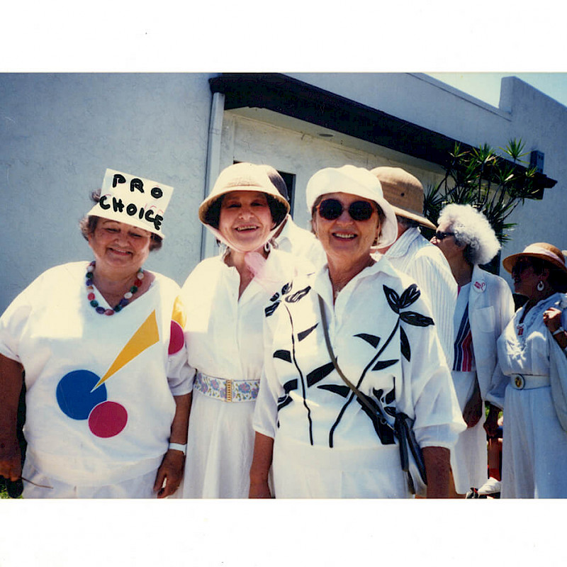 Gertrude (right) at a Pro-Choice March in Boca Raton, September 1989
