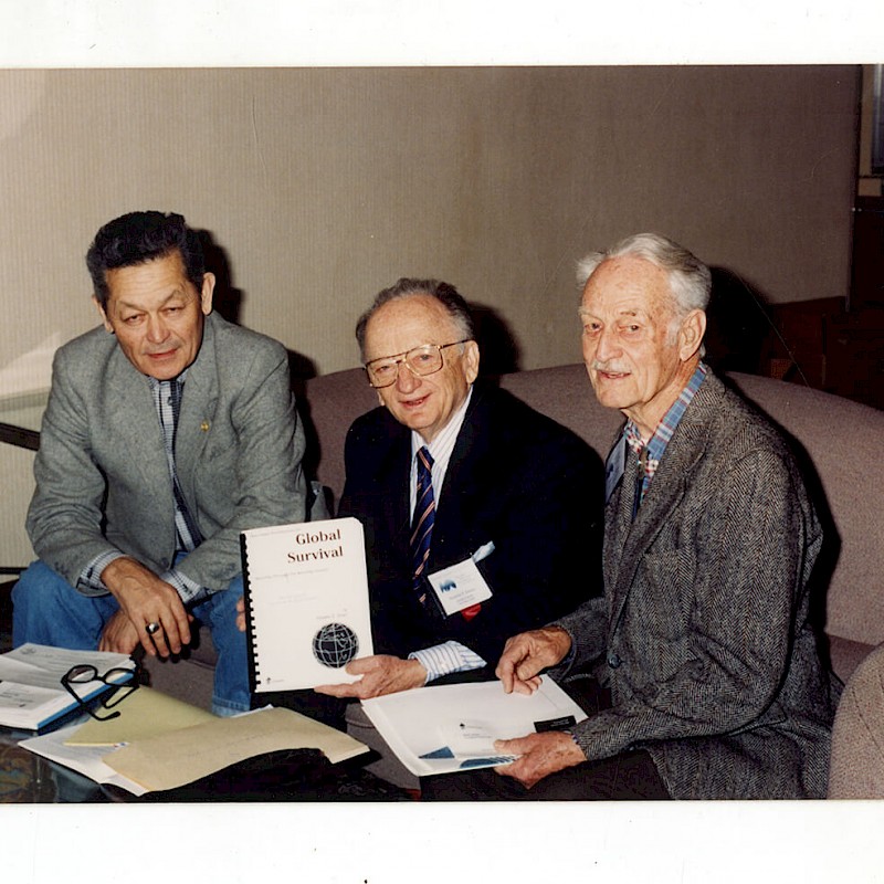 Ben posing with a manuscript of "Global Survival," in Washington, D.C., 1994