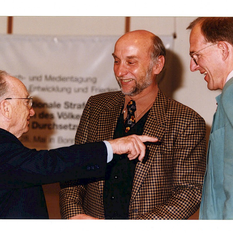 Ben with Dr. Burkhard Konitzer (middle) and Andreas Zumach (right) at a United Nations human rights conference in Bonn, Germany, May 1998