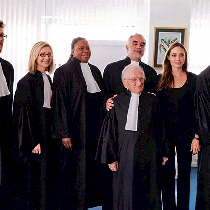 Ferencz at the closing of Lubunga Trial (with Angelina Jolie), 2009