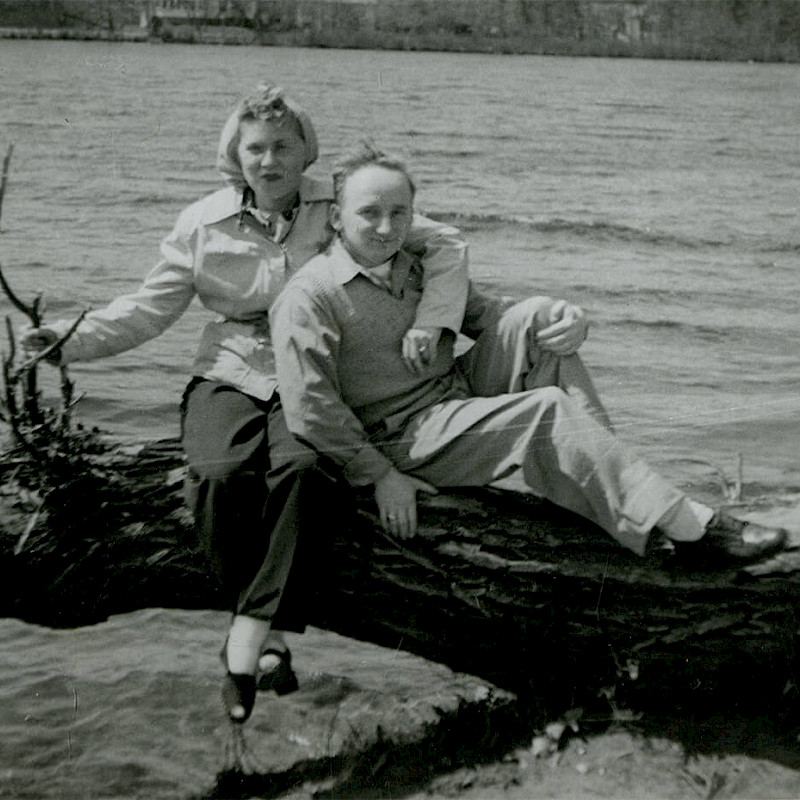 Ben and Gertrude by the water on their honeymoon in New Jersey, April 1946