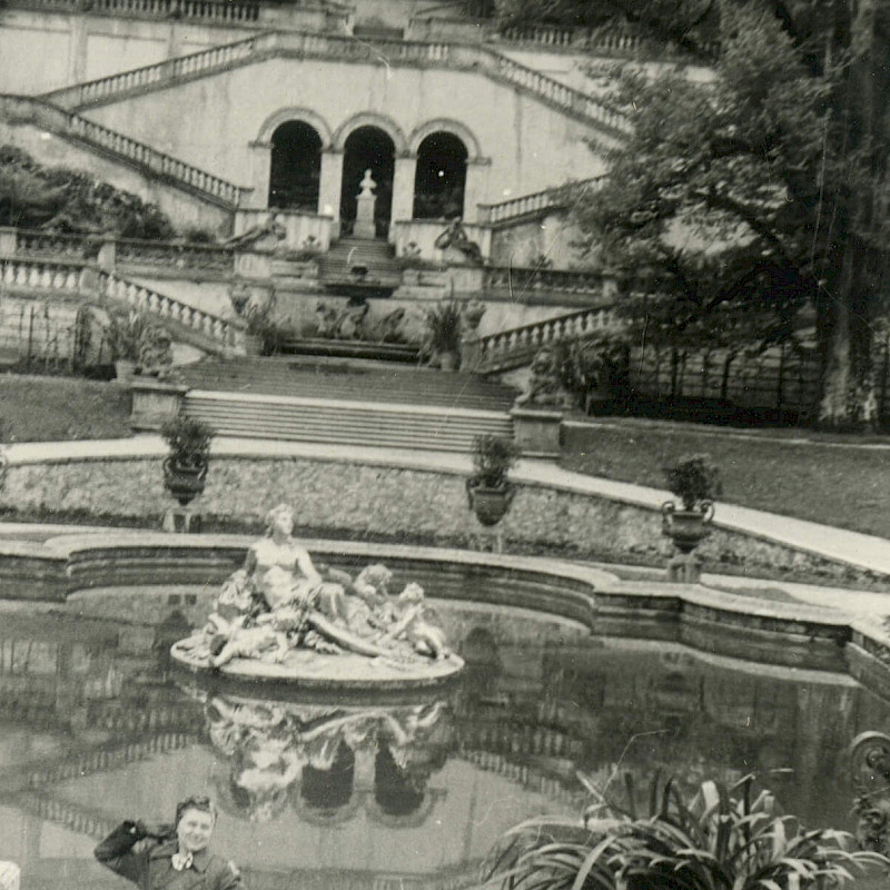 Gertrude at Ludwig's Castle in Bavaria, 1946
