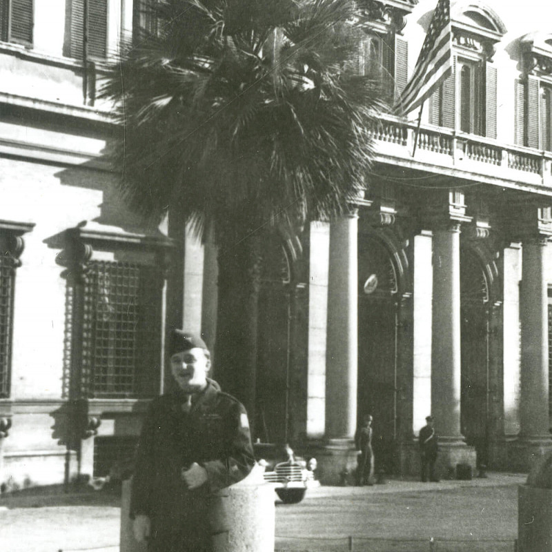 Ben in front of the U.S. Embassy in Rome, December 1946
