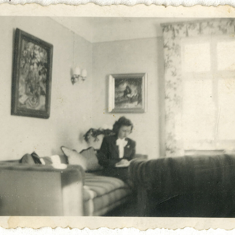 Gertrude in her living room in Berlin, 1946