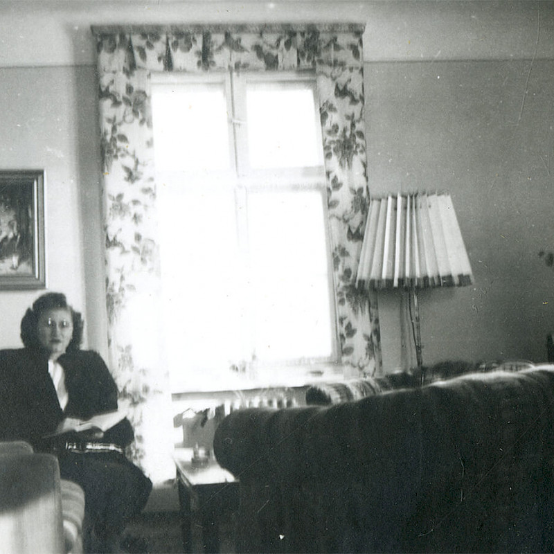 Gertrude reading in her living room in Berlin, November 1946