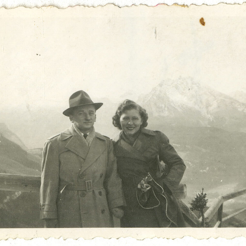 Ben and Gertrude at a Hitler lookout in Berchtesgaden in Bavaria, Germany, October 1946