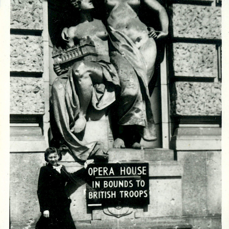 Gertrude in front of an opera house in Berlin, 1947
