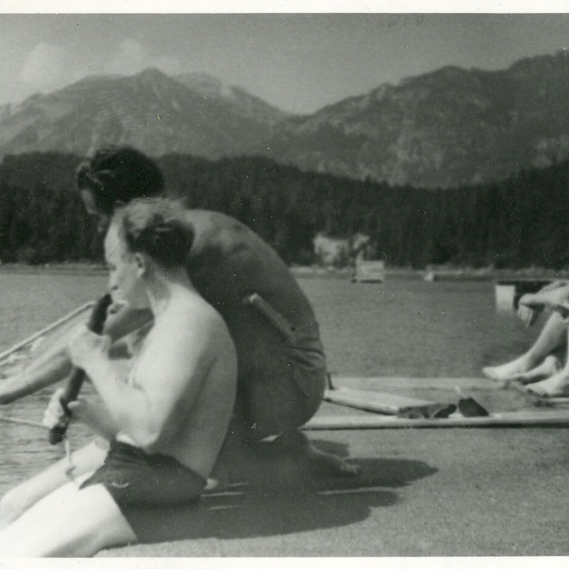 Ben preparing to water ski in Garmisch, Germany, 1947