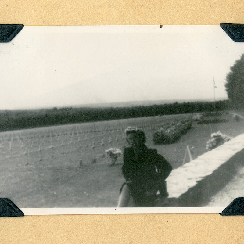 Gertrude at George Patton's grace in Belgium, 1947