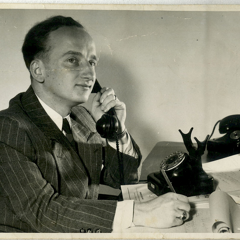 Ben on the phone, Nuremberg, July 1947