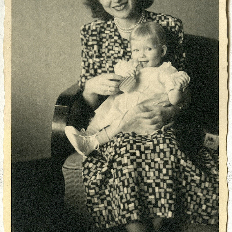 Gertrude with baby, July 1950