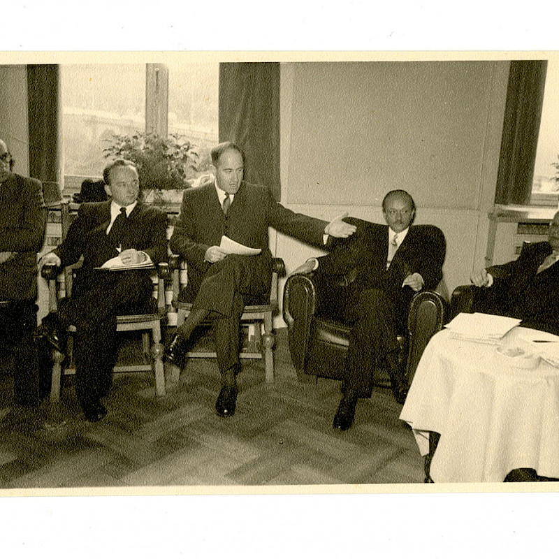 Ben (seated, second from left) with the Hague delegation to The Claims Conference, 1951/1952